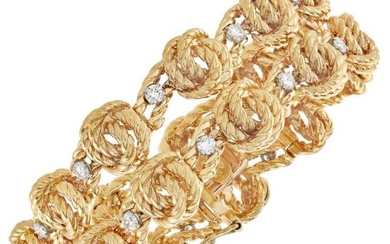Gold and Diamond Rope Twist Bracelet