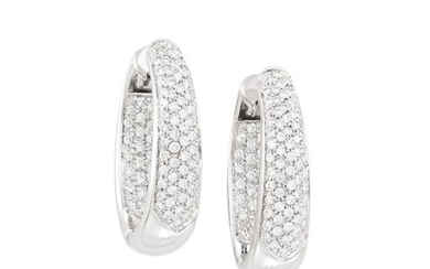 Pair of White Gold and Diamond Earrings