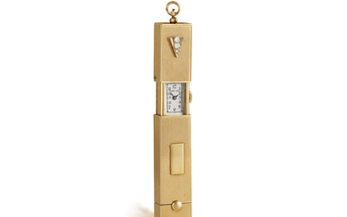 A 14K GOLD AND DIAMOND PENDANT WATCH, BY...