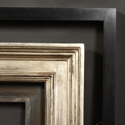 A 20th Century silvered box frame, rebate size - 22" x 27.5"...