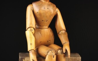 A A Small & Charming Late 19th Century Style Pine Female Lay Figure with articulated limbs and body