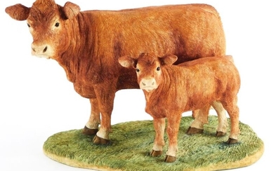 A Border Fine Arts figure group of Limousin cow...