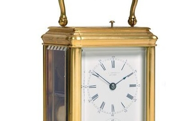 A Brass Striking and Repeating Alarm Carriage Clock, retailed by...