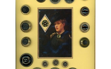 A CARD OF DIVISION ONE GLASS IN METAL BUTTONS