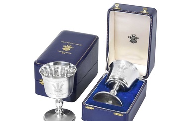 A Cased Pair of Elizabeth II Silver Goblets by Historical Heirlooms Ltd., Sheffield, 1971, Numbers 548 and 549 From a Limited Edition of 1,000