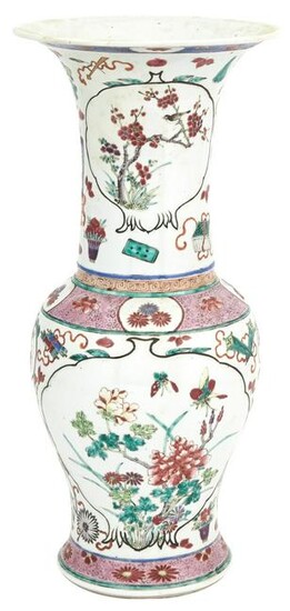A Chinese Enameled Porcelain Phoenix-Tail Vase 19th
