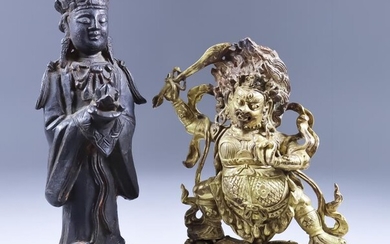A Chinese Gilt Bronze Figure of Mahakala, the deity...
