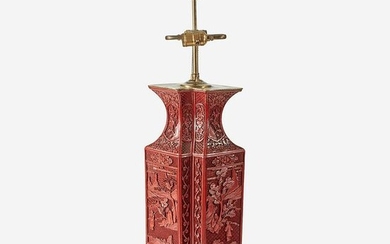 A Chinese carved cinnabar lacquer double vase