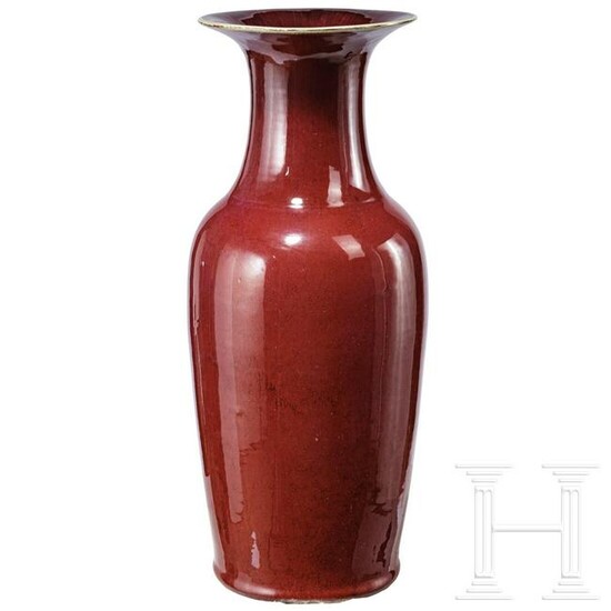 A Chinese sang-de-boef porcelain baluster vase, late
