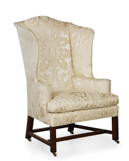 A Chippendale mahogany wingback armchair