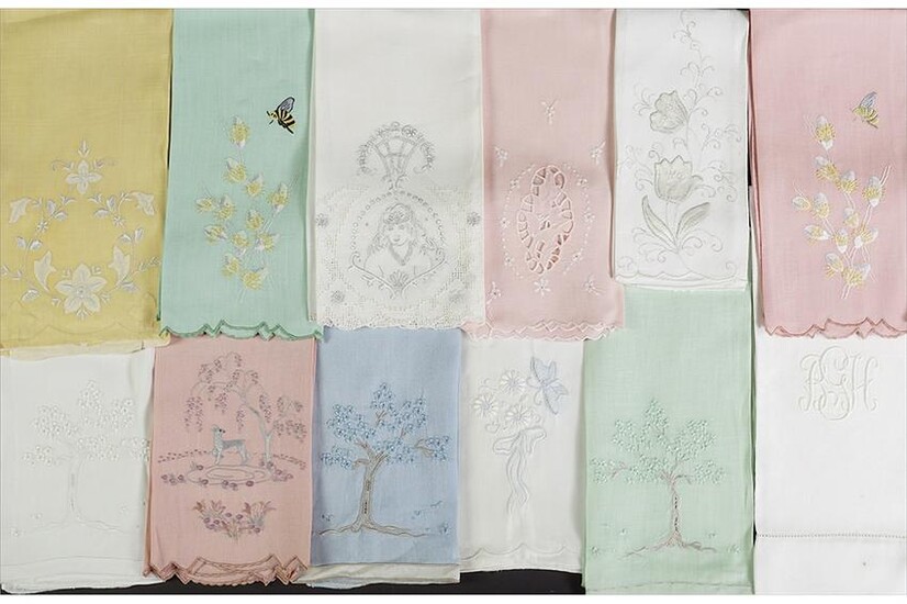 A Collection of Fine Linen Hand Towels.