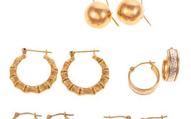 A Collection of Hoop & Ball Earrings in 14K