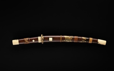 A DAGGER IN A FINE WOOD AND STAG ANTLER KOSHIRAE