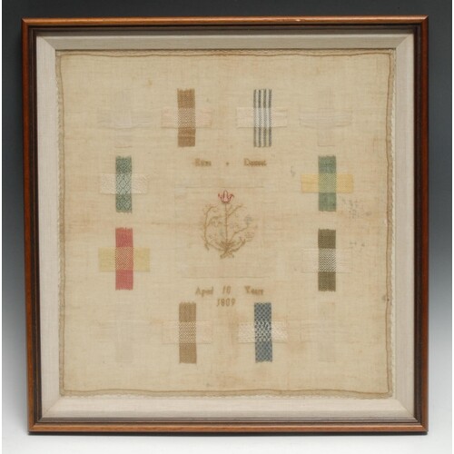A George III needlework darning sampler, by Eliza Damant, Ag...