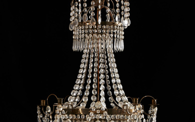 A Karl Johan-style chandelier, second half of the 20th century, for 5 candles.
