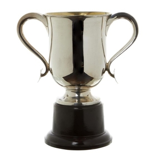 A LARGE STERLING SILVER TWO HANDLED TROPHY