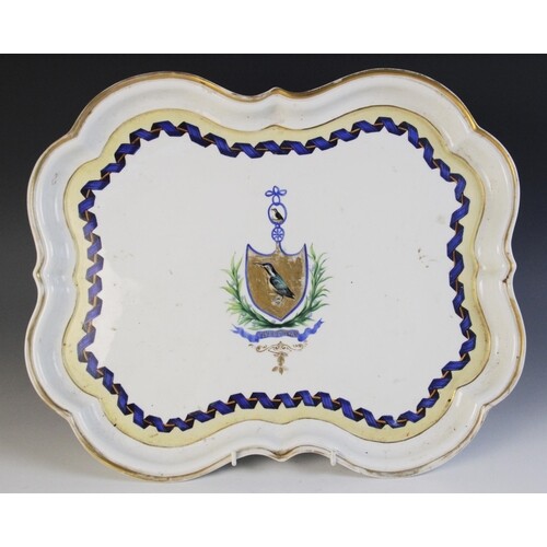 A Meissen porcelain tray and cup, outside decorated, 19th ce...