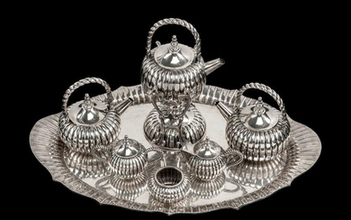A Mexican Sterling Silver Seven-Piece Tea and Coffee