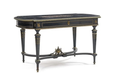 A Napoleon III 'boulle' ebonized centre table, mid 19th century