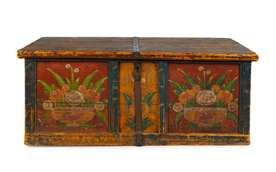 A Northern European Painted Pine Blanket Chest