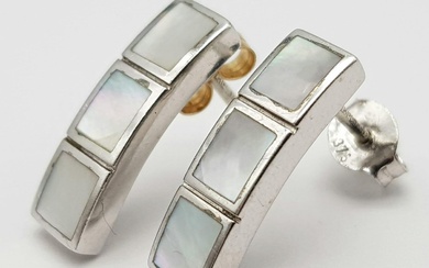 A PAIR OF 9K WHITE GOLD MOTHER OF PEARL...