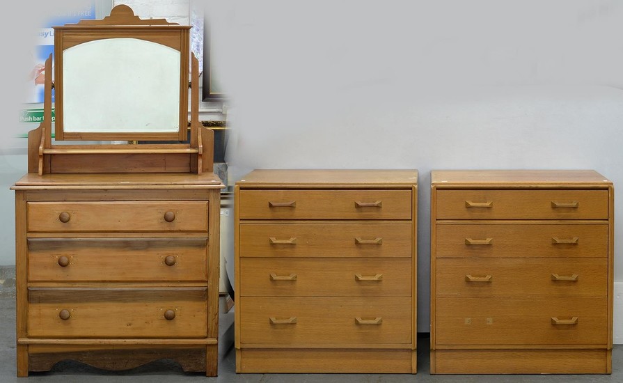 A PAIR OF G PLAN TEAK CHEST OF DRAWERS, ONE WITH SECRETAIRE,...