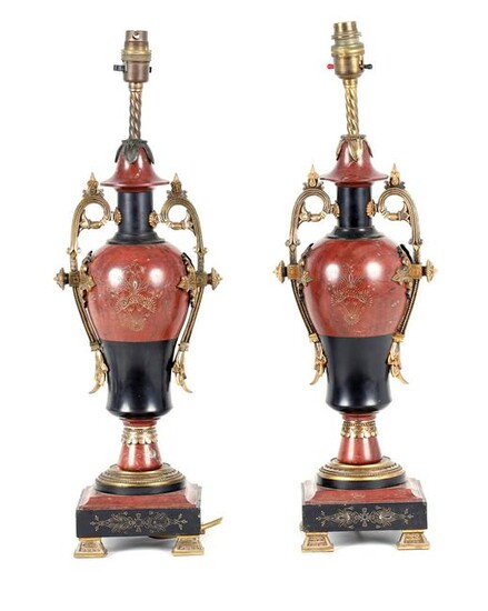 A PAIR OF LATE 19TH CENTURY FRENCH URN SHAPED ORMO