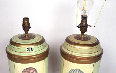 A PAIR OF MODERN TOLE PAINTED TABLE LAMPS