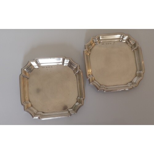 A Pair of George VI dishes. Birmingham 1950.of shaped square...