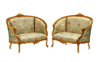 A Pair of Louis XV Style Giltwood Sofas