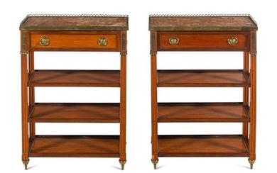 A Pair of Louis XVI Style Gilt Metal Mounted Mahogany