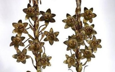 A Pair of Victorian Brass Lily Garnitures, 19thc.