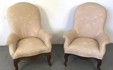 A Pair of Victorian Upholstered Library Chairs