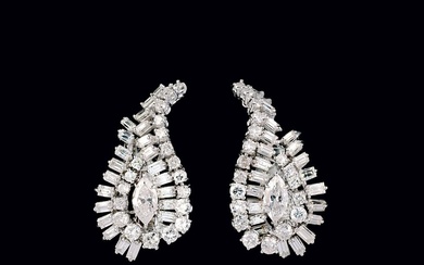 A Pair of highcarat Diamond Earrings