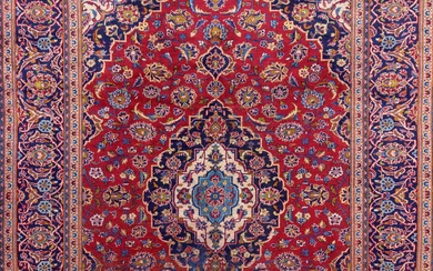 A Persian Hand Knotted Kashan Carpet, 342 X 244