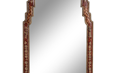 A Queen Anne Style Red Japanned Pier Mirror