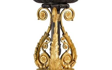 A RESTAURATION GILT AND PATINATED BRONZE CENTREPIECE, IN THE MANNER OF PIERRE-PHILLIPE THOMIRE CIRCA 1830