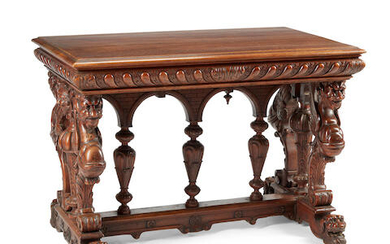 A Renaissance style walnut center table