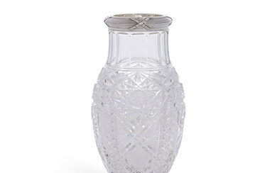 A SILVER-MOUNTED CUT-GLASS VASE BY FABERGÉ, MOSCOW, 1908-1917