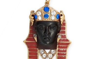 A VINTAGE JEWELLED ENAMEL PENDANT in the Egyptian