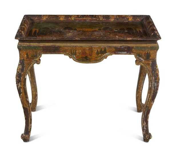 A Venetian Painted and Parcel Gilt Low Table