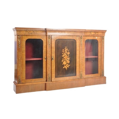 A Victorian 19th century walnut & marquetry breakfront sideb...