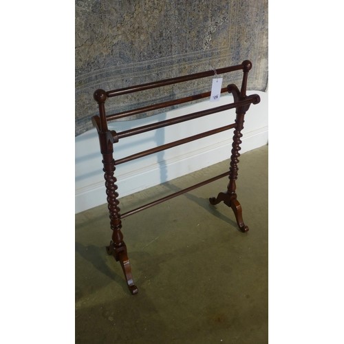 A Victorian mahogany towel rail, in good polished condition