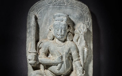 A black stone figure of Bhairava, East India, Pala period, 11th - 12th century