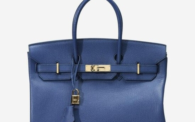 A blue de malte togo leather gold hardware Birkin bag
