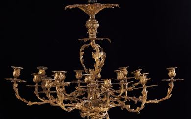 A bronze bronze chandelier from the end of the 19th century, for 18 candles.