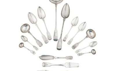 A comprehensive collection of matched Fiddle pattern flatware