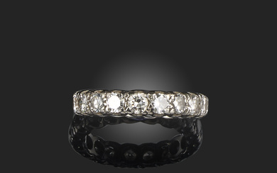 A diamond full-circle eternity ring, set with round brilliant-cut diamonds in white gold, total