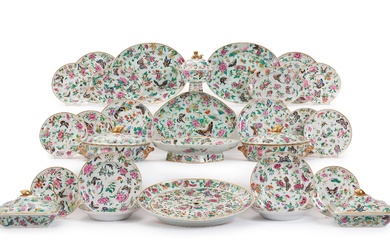 A famille rose 'Chinese Export' Canton dinner service, Qing dynasty, 19th Century. (109 pieces)