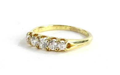 A five stone diamond ring, set in 18ct gold...